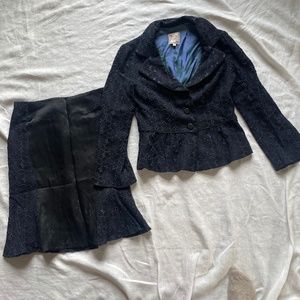 Nanette Lepore - Embroidered Suit - Black and Blue - Sz 4